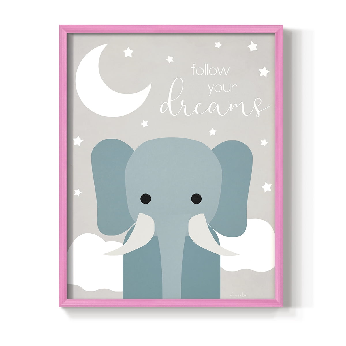 Dreams Elephant in Paper Solid Wood 8 x 10 Framed Print