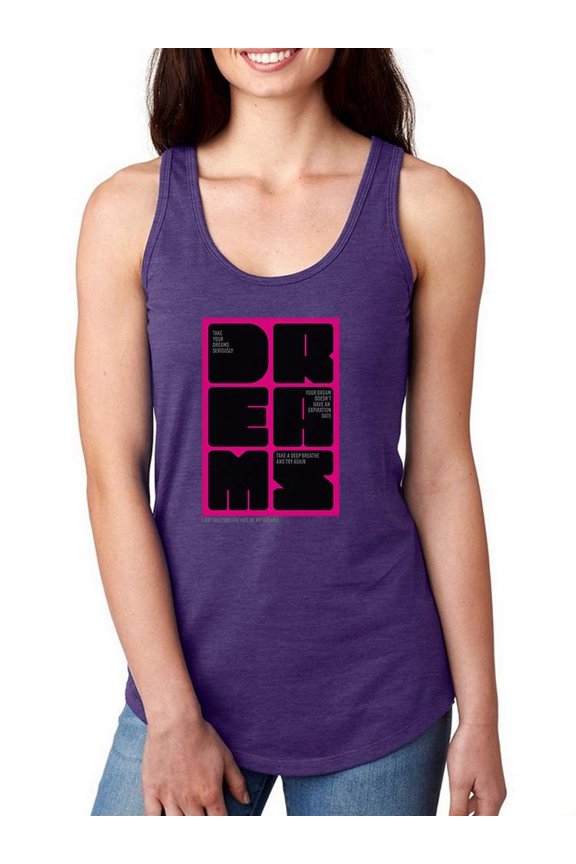 Dreams Inspiring Quotes Racerback Tank Women -Image by Shutterstock, Female x-Large