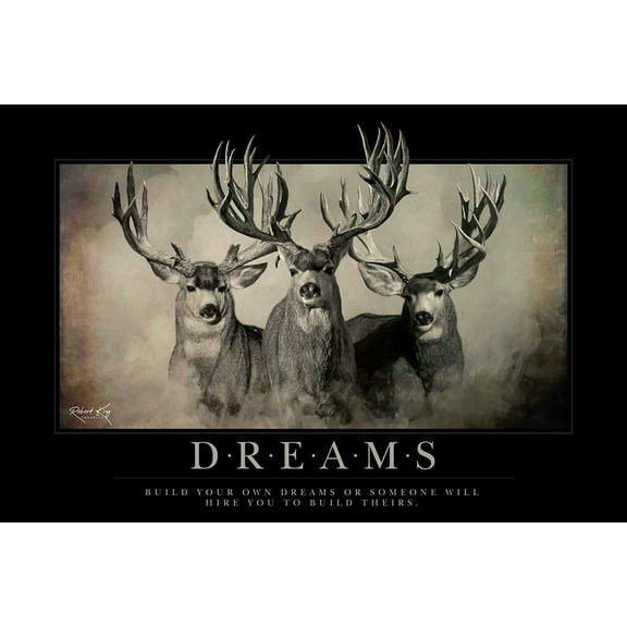 Dreams Motivational Mule Deer Print by Robert King, Mule Deer Trophy Bucks, Giant Bucks, Buck Print, Deer Poster, Racks, Cabin Woodland