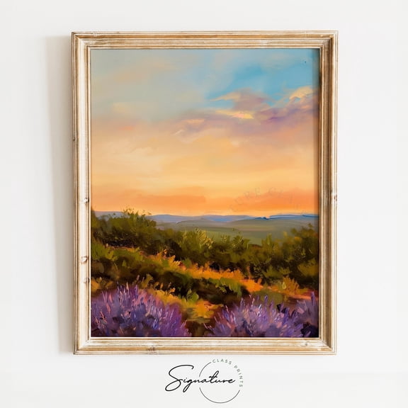 Dreams Of Provence Sunset Over Lavender Fields Art Aromatic Purple Hues & Warm Evening Skies Landscape Art For Home 292 Home Decor Office Wall Art