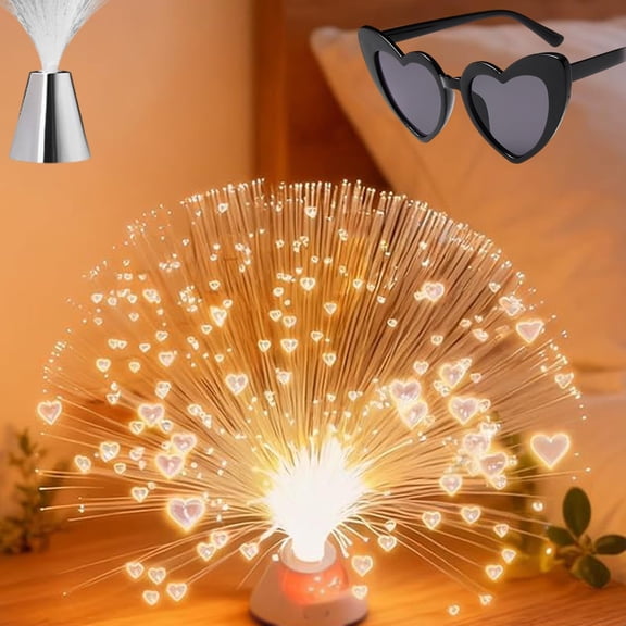 Where Dreams Sparkle Fiber Optic Lamp,Color Changing Fiber Optic Lamp with Magic Viewing Glasses Dual Power Plug-in Battery Operation Adjustable Lighting for Home Decor Ambient Mood Setting