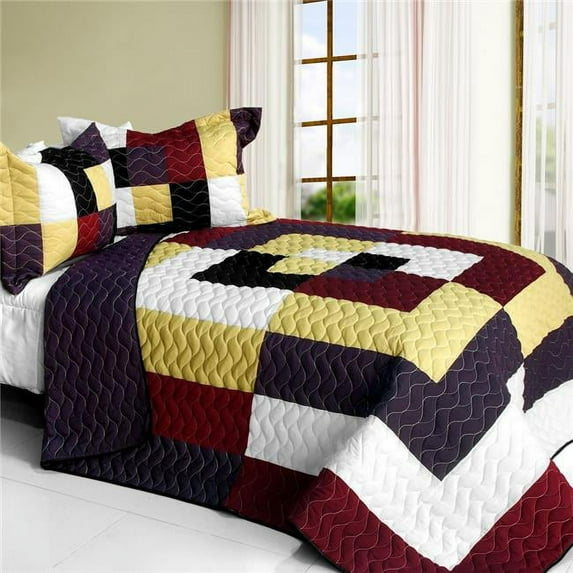 Dreams of Love - 3 Pieces Vermicelli - Quilted Patchwork Quilt Set Full & Queen Size - Multicolor