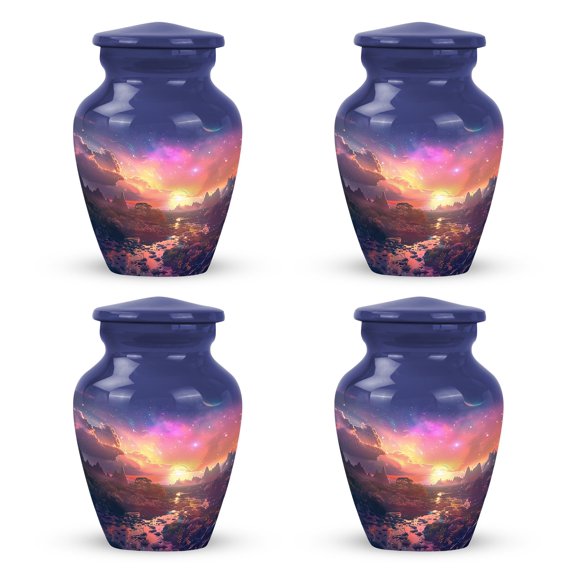 Dreamscape Twilight Cremation Keepsakes For Ashes - Urn For Human Ashes Adult Woman - Memorial Urns And Keepsakes For Ashes - Mini Urn (Size-3inch,4Pcs)