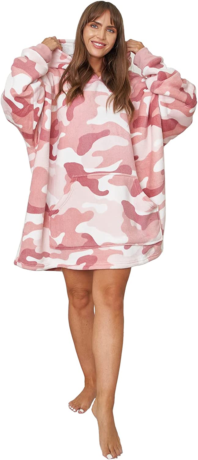 Dreamscene Camo Oversized Blanket Hoodie Wearable Sherpa Fleece