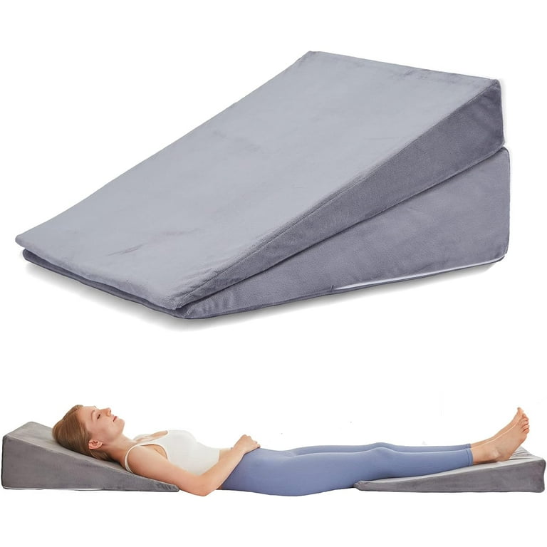 Bed Wedge Pillow – 3 in 1 Adjustable to 4.5, 7.5 & 12 Inches Foam Bed Wedge Pillow  Leg Elevation Pillow for Sleeping, Acid Reflux, Anti Snore, Help for Back &  Leg Pain,Grey Grey 4.5, 7.5 & 12 Inch