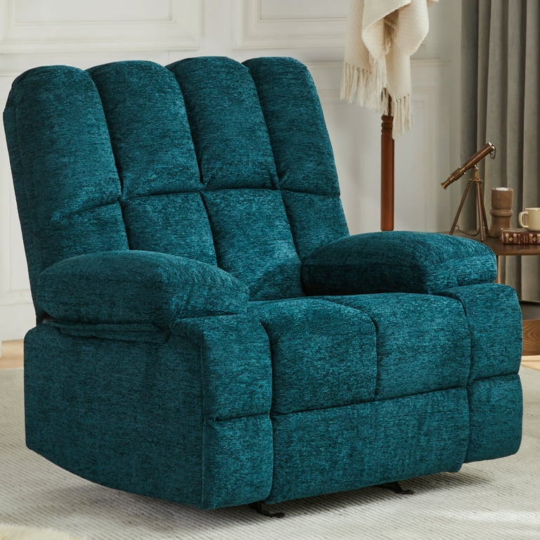 Dreamsir Overstuffed Manual Rocker Recliner Chair Fabric Single Sofa Couch Theater Seating for Big Man Faience Walmart