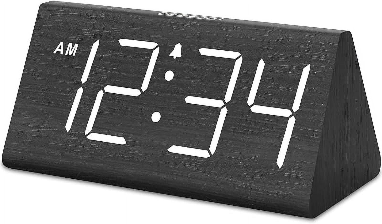 Dreamsky Bedroom Wooden Digital Alarm ClockElectric Desk Clock with Large Numbers, USB Port