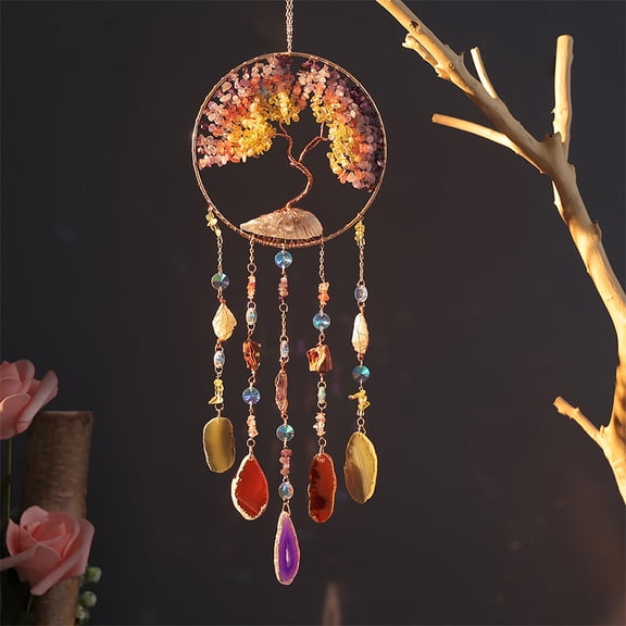 Dreamsum 1 pc Crystal Tree of Life Hanging Ornament Agate Dream Catchers Windows Home Garden Decor