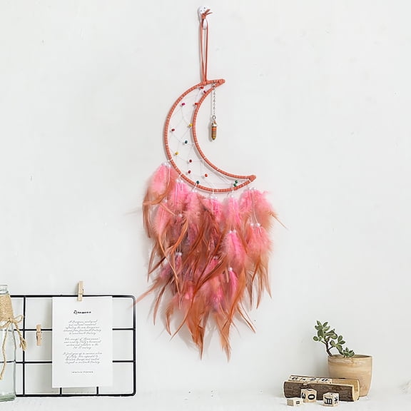 Dreamsum 1 pc Pink Feather Dream Catcher Lucky Pendant Dreamcatcher for Wall Decor Craft Gift