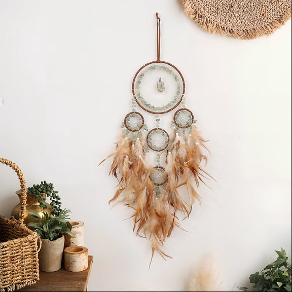 Dreamsum 1pc Brown Dream Catcher Handwoven Dream Catcher with Feathers Yard Hanging Ornament