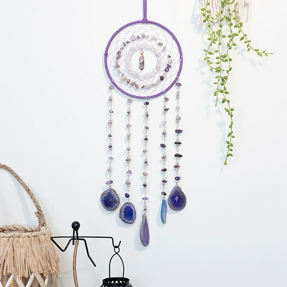 Dreamsum 1pc Crystals Stone Dream Catcher Agate Dreamcatchers Wall Hanging Ornament for Home Bedroom