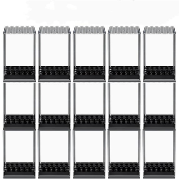 Dreamtale Acrylic Display Case for Lego Minifigures Base Compatible with Various Building Block Toys(Black,15Pcs)