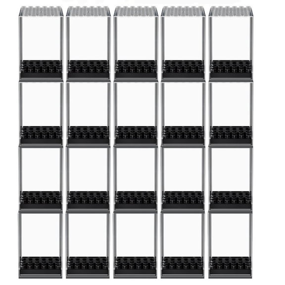 Dreamtale Acrylic Display Case for Lego Minifigures Base Compatible with Various Building Block Toys(Black,20Pcs)