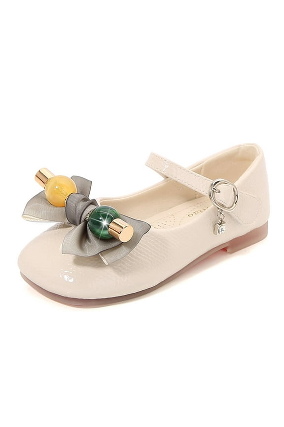 New Jelly Mary Jane Shoes Cosplay Frozen Elsa Anna Cinderella Princess Shoes for Kid(Candy Bow Off White,7M US Toddler)