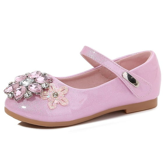 Dreamtale New Jelly Mary Jane Shoes Cosplay Frozen Elsa Anna Cinderella Princess Shoes for Kid(Snowflake Shiny Pink,13.5 M US Little Kid)
