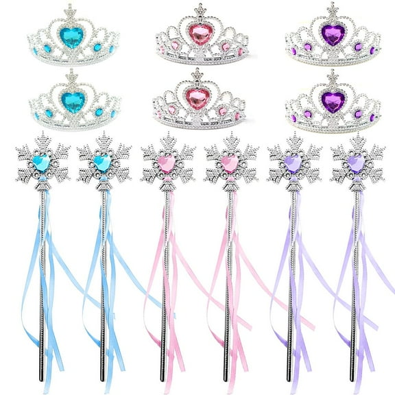 Dreamtale Princess Crown Tiara and Wand Set for Halloween Christmas Frozen Party Favors Dress up Accessories