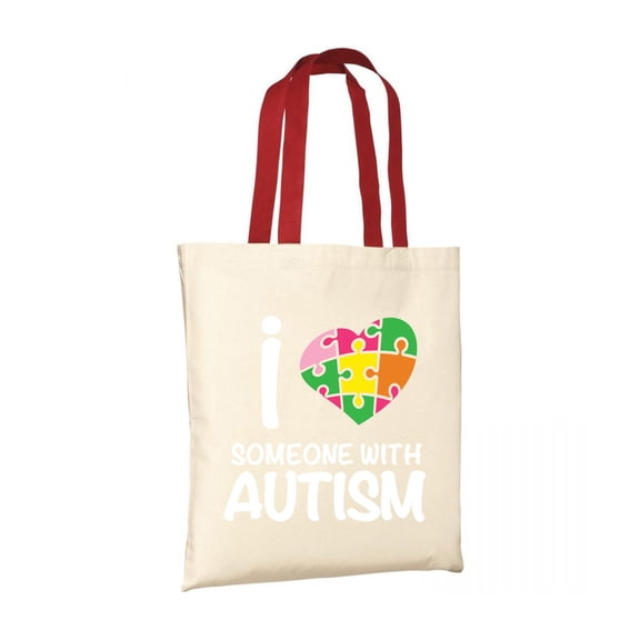 Dreamtees Budget Tote B150 Autism Awareness Bags Gift for Men and Women - I Love Someone with Autism Cotton Canvas Bag