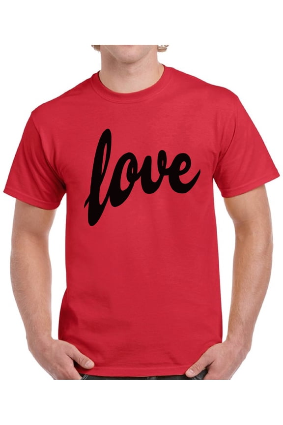 Love Black Print Valentine Day's Shirts for Men - S M L XL 2XL 3XL 4XL 5XL Graphic Love Tee Shirt - Gift Idea for Him Husband Funny Holiday Anniversary Gift Top T-Shirt Mens