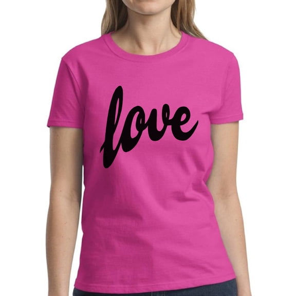 Dreamtees Love Black Print Valentine Day's Shirts for Women - S M L XL 2XL 3XL Graphic Love Tee Shirt - Gift Idea for Her Wife Funny Holiday Anniversary Gift Top T-Shirt Ladies