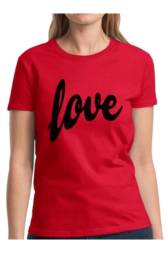 Love Black Print Valentine Day's Shirts for Women - S M L XL 2XL 3XL Graphic Love Tee Shirt - Gift Idea for Her Wife Funny Holiday Anniversary Gift Top T-Shirt Ladies