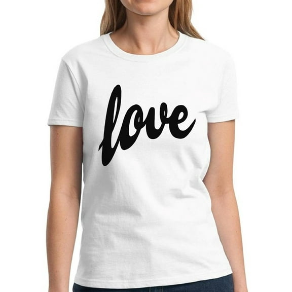 Dreamtees Love Black Print Valentine Day's Shirts for Women - S M L XL 2XL 3XL Graphic Love Tee Shirt - Gift Idea for Her Wife Funny Holiday Anniversary Gift Top T-Shirt Ladies