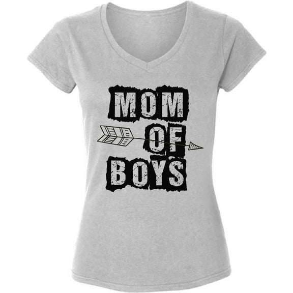 Dreamtees Mom Of Boys V-Neck T-Shirts for Ladies Women Top - S M L XL 2XL Graphic Tee Mother's Day Gift
