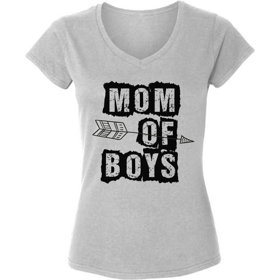 Dreamtees Mom Of Boys V-Neck T-Shirts for Ladies Women Top - S M L XL 2XL Graphic Tee Mother's Day Gift