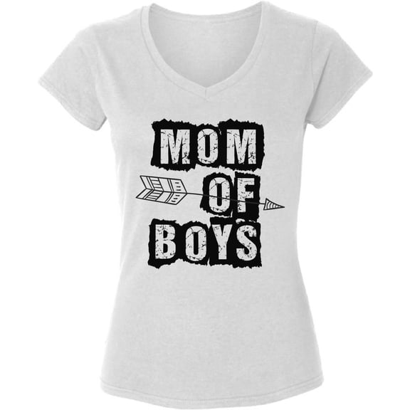Dreamtees Mom Of Boys V-Neck T-Shirts for Ladies Women Top - S M L XL 2XL Graphic Tee Mother's Day Gift