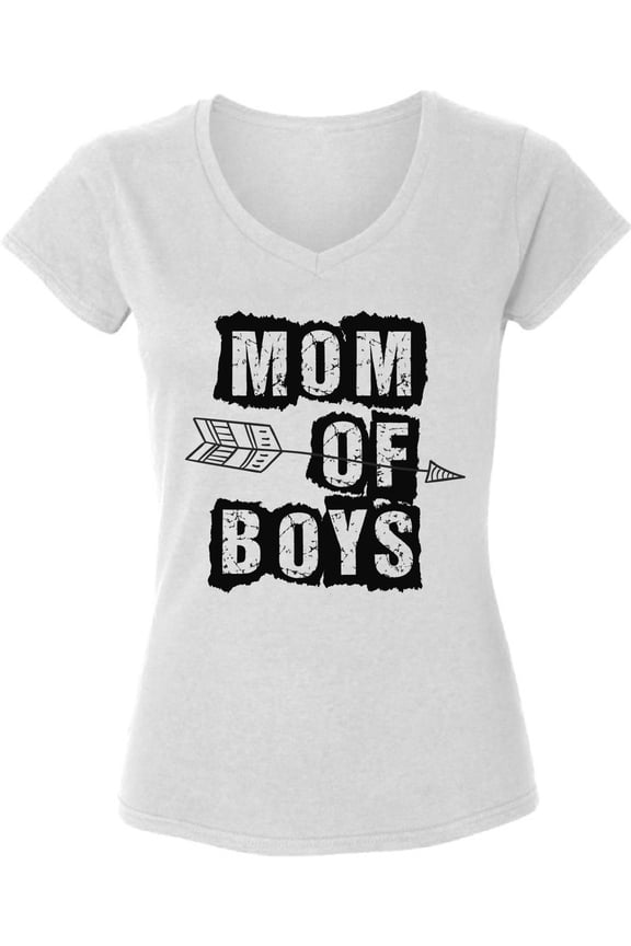Mom Of Boys V-Neck T-Shirts for Ladies Women Top - S M L XL 2XL Graphic Tee Mother's Day Gift
