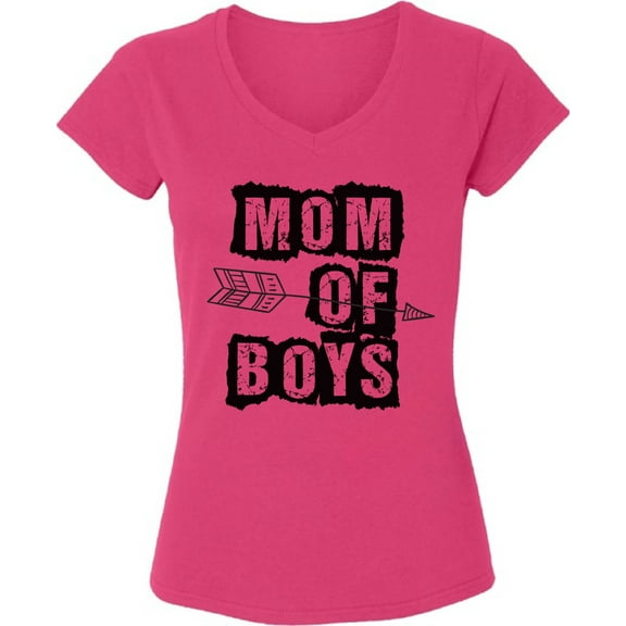 Dreamtees Mom Of Boys V-Neck T-Shirts for Ladies Women Top - S M L XL 2XL Graphic Tee Mother's Day Gift