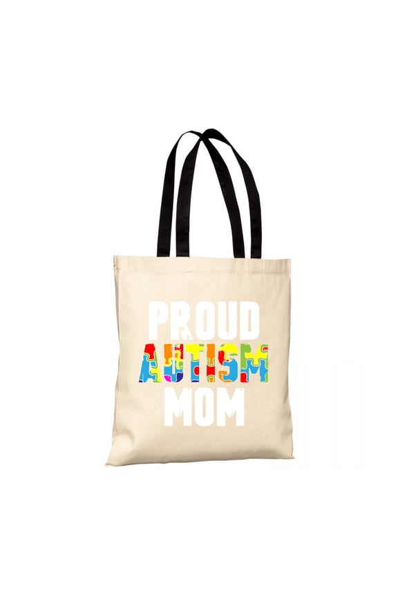 Proud Autism Mom Autism Tote - Bags for Men and Women Colorful Cotton Bag