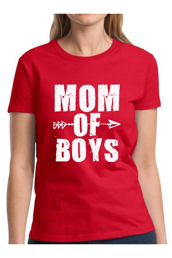 Shirts for Women Mom Of Boys S M L XL 2XL 3XL White Print - Mother's Day Gift Graphic Tee