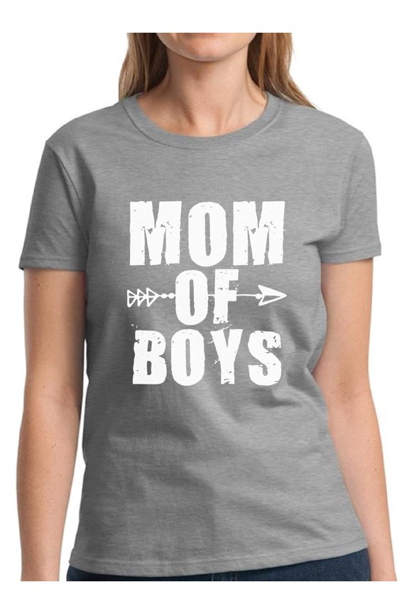Shirts for Women Mom Of Boys S M L XL 2XL 3XL White Print - Mother's Day Gift Graphic Tee