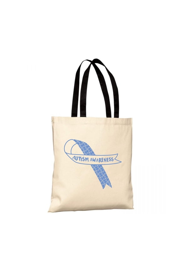 Tote Bag Autism Awareness - Blue Ribbon Bags for Men and Women Autism Cotton Bag