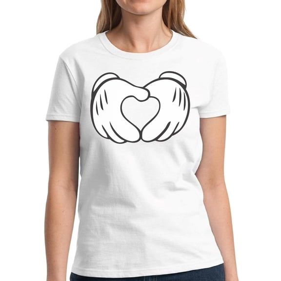 Dreamtees Valentine Day's Shirts for Women Cartoon Hands Heart - S M L XL 2XL 3XL Graphic Love Tee Shirt - Gift Idea for Her Cute Valentine Heart Top T-Shirt Ladies
