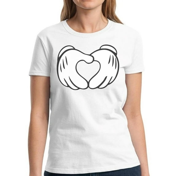 Dreamtees Valentine Day's Shirts for Women Cartoon Hands Heart - S M L XL 2XL 3XL Graphic Love Tee Shirt - Gift Idea for Her Cute Valentine Heart Top T-Shirt Ladies