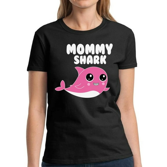 Dreamtees Women Shirt Mother's Day Gift Mommy Shark - S M L XL 2XL 3XL - Ladies Top Graphic Tee