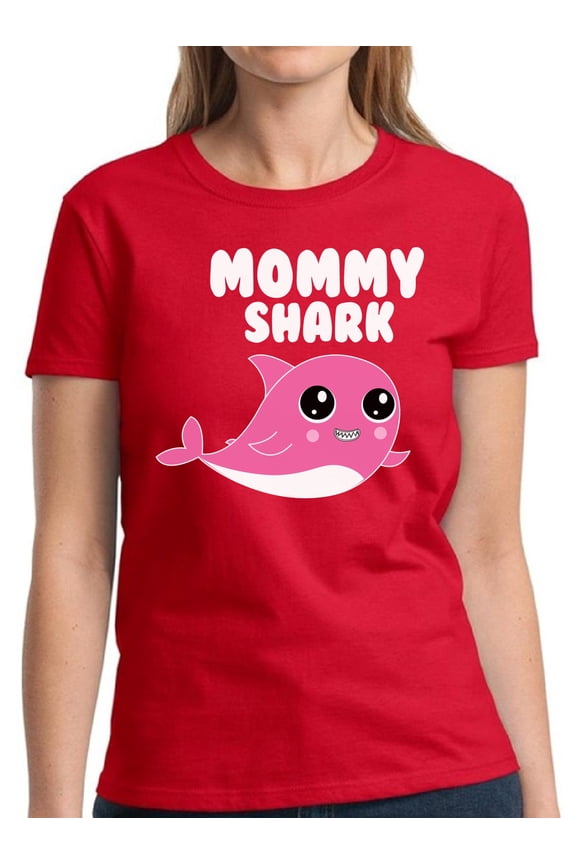 Women Shirt Mother's Day Gift Mommy Shark - S M L XL 2XL 3XL - Ladies Top Graphic Tee