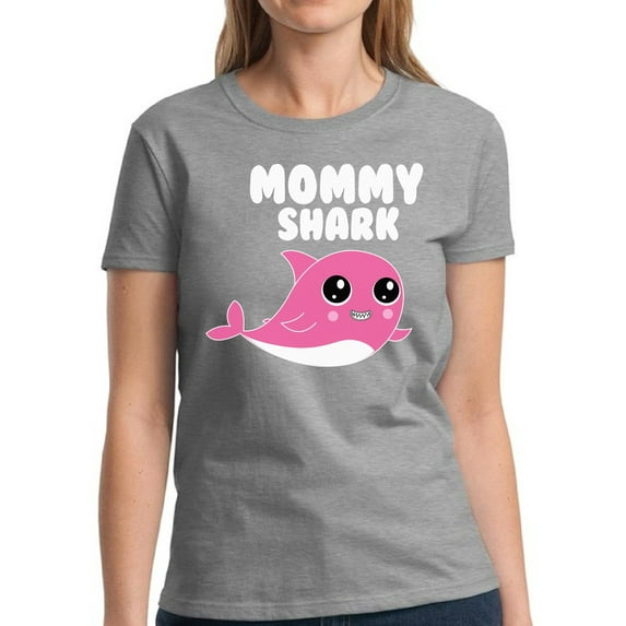 Dreamtees Women Shirt Mother's Day Gift Mommy Shark - S M L XL 2XL 3XL - Ladies Top Graphic Tee