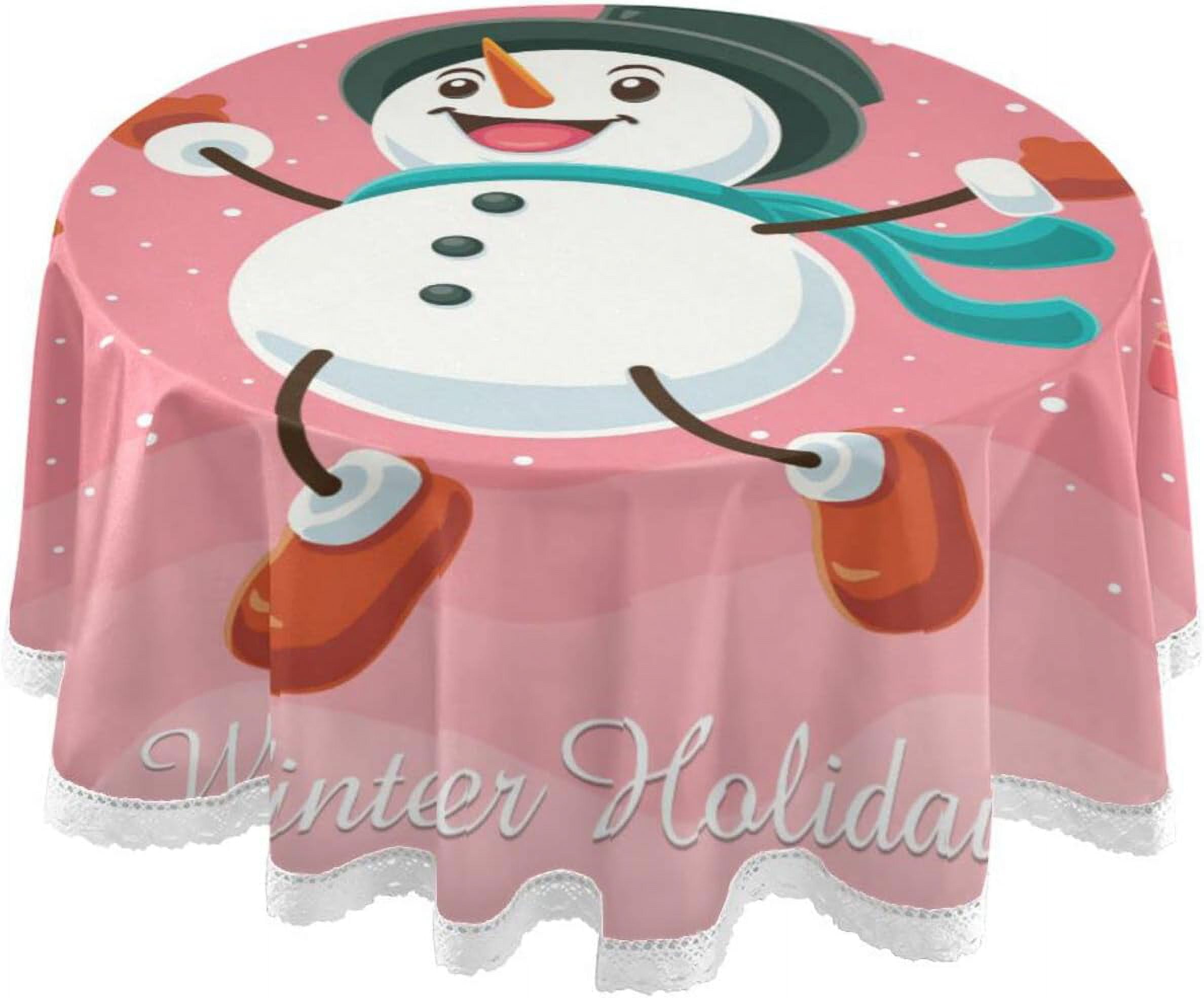 Dreamtime Round Tablecloth 60", Merry Christmas Table Cover Water Resistant Spill Proof Large