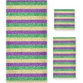 thumbnail image 1 of Dreamtimes 1 Bath Towel+1 Hand Towel+1 Washcloth, Mardi Gras Shining Stripes Soft 3 Towels Set Decor for Home, Bathroom, Hotel, Gym, Spa and Beach, 1 of 6