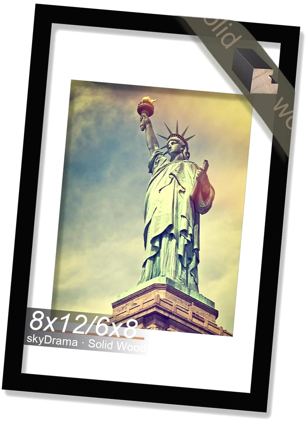 Dreamtimes 100% Solid Wood 8x12 Photo Frame, Display Picture 6x8 with ...