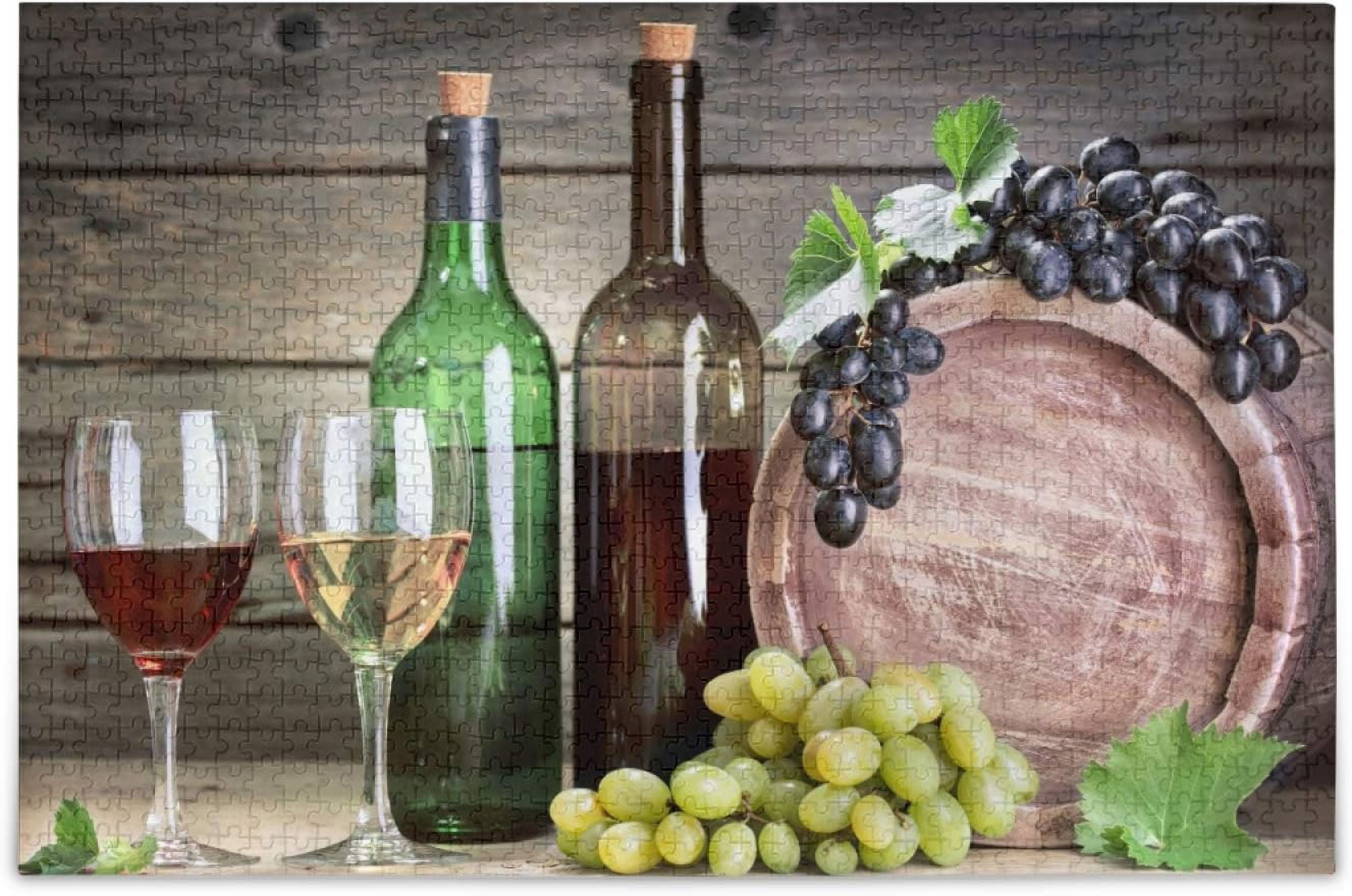 Dreamtimes 1000 Piece Jigsaw Puzzle for Adults Kids, Red Wine Puzzle Wooden Jigsaw Puzzle Family