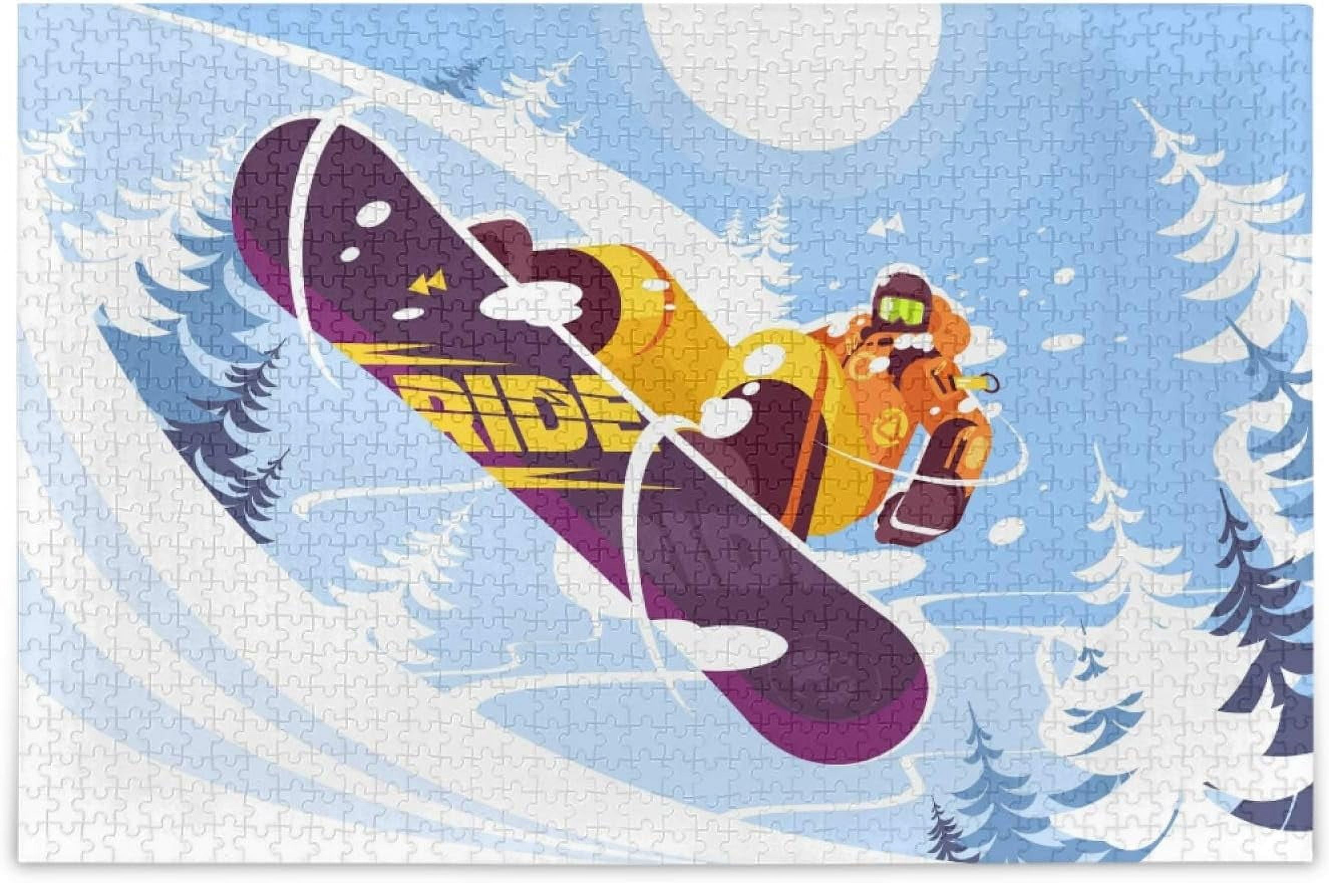 Dreamtimes 1000 Piece Jigsaw Puzzle for Adults Kids, Winter Sport Jumping Snowboarder Puzzle