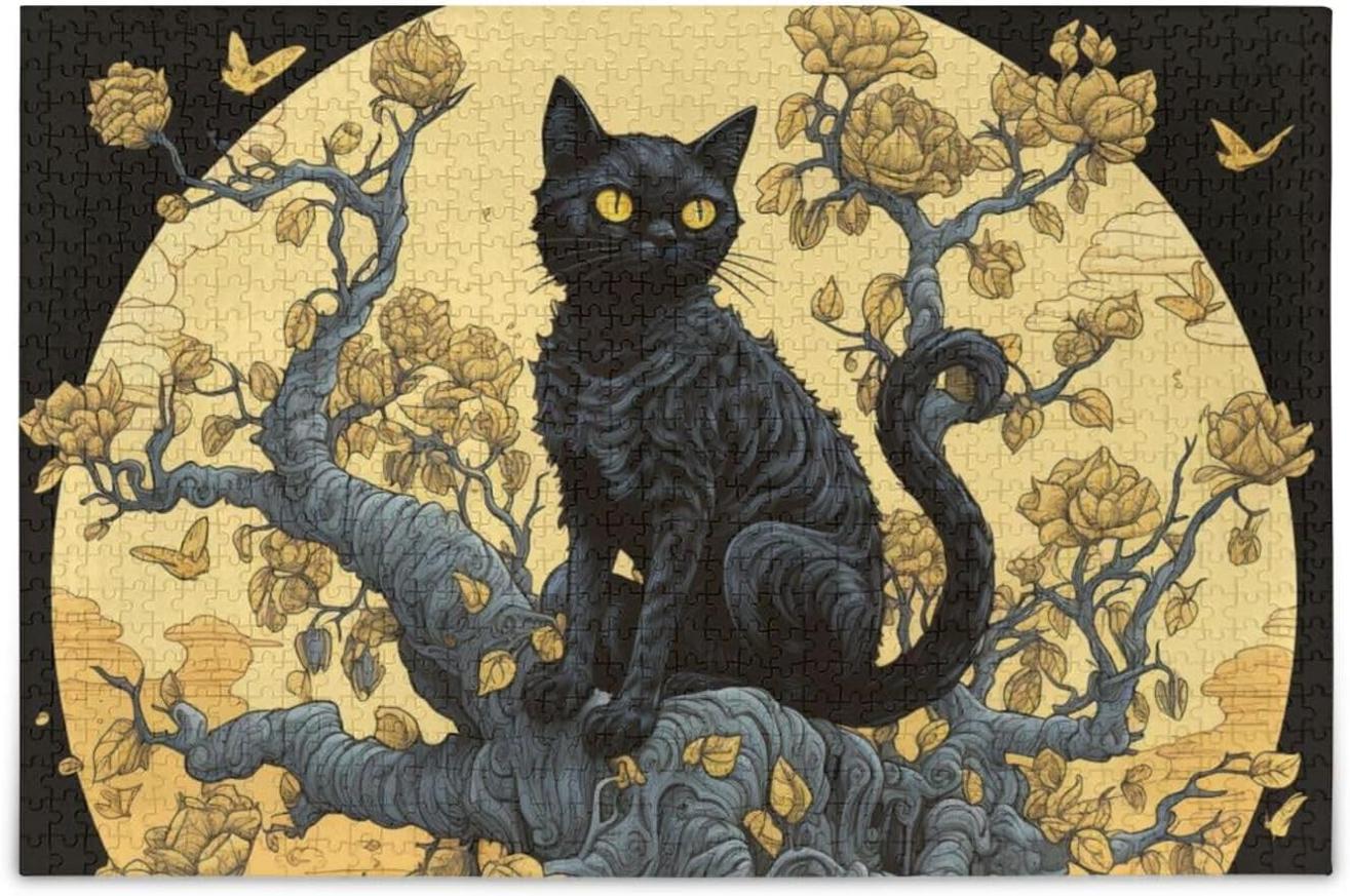 Dreamtimes 1000 Pieces Fantasy Black Cat Tree Jigsaw Puzzle, Zigsaw