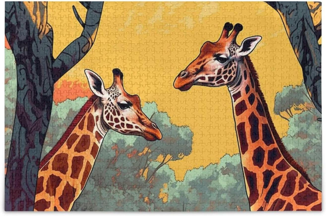 Dreamtimes 1000 Pieces Giraffes in Forest Jigsaw Puzzle, Zigsaw with