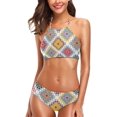 thumbnail image 1 of Dreamtimes 2 Pcs Swimsuit Ethnic Aztec Mandala Pattern Womens Top Halter Beach Bathing Bikini Set, Small, 1 of 6