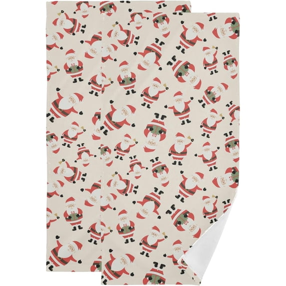 Dreamtimes 2-Piece Towels Set - Cotton Hand Towels 28.3 x 14.4 Inches Ultra Soft and Absorbent Towels for Face, Kitchen, Bath, Hotel, Gym, Christmas Cute Santa Claus
