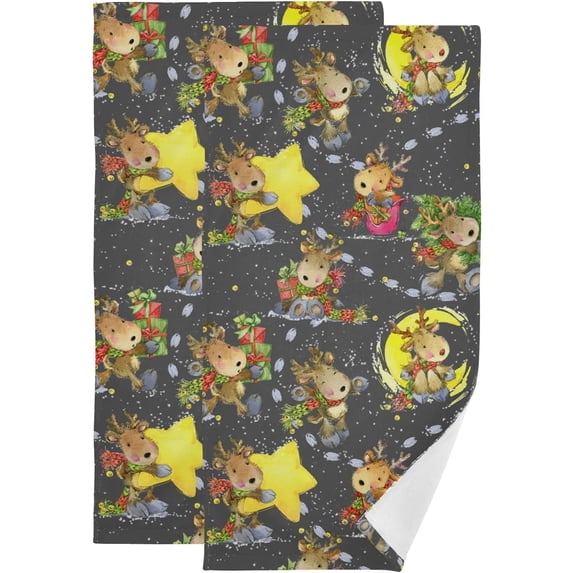 Dreamtimes 2-Piece Towels Set - Cotton Hand Towels 28.3 x 14.4 Inches Ultra Soft and Absorbent Towels for Face, Kitchen, Bath, Hotel, Gym, Merry Christmas