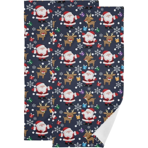 Dreamtimes 2-Piece Towels Set - Cotton Hand Towels 28.3 x 14.4 Inches Ultra Soft and Absorbent Towels for Face, Kitchen, Bath, Hotel, Gym, Merry Christmas